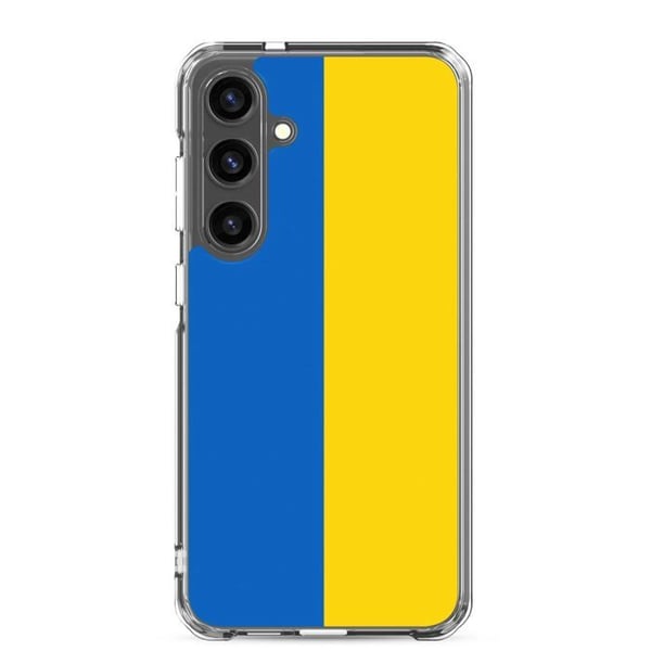 Mobilskal – Ukrainas flagga – Kompatibel med Samsung Galaxy S24 Ultra – Mjukt skal – Stöttåligt och chockresistent – Pixelforma