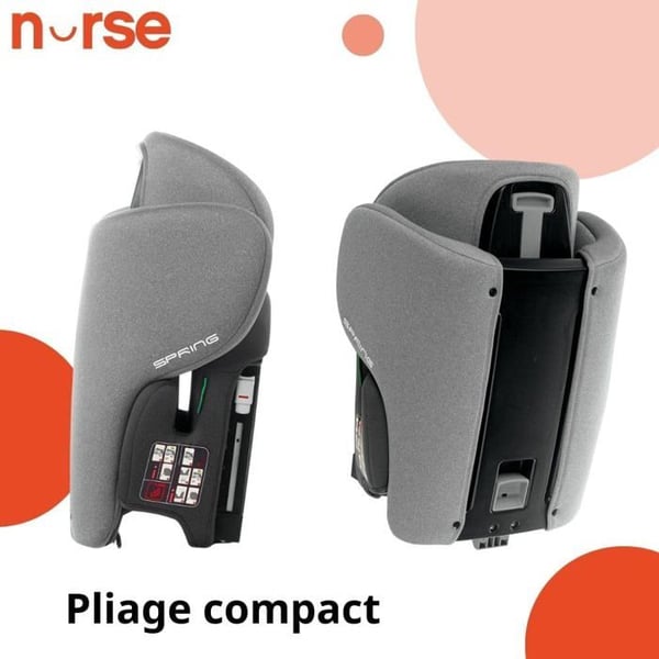 Børnesæde Nurse Spring iSize til børn 4-12 år, Isofix, sammenklappelig, justerbar, grå