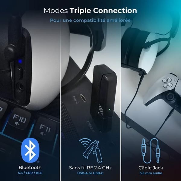 Spelheadset - SPIRIT OF GAMER - XPERT H1400 ARTIC - Surround 7.1 - Avtagbar mikrofon - Batteritid 40h