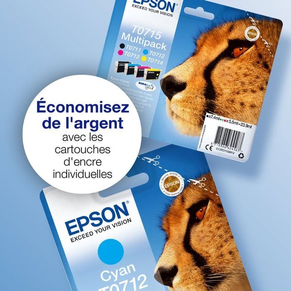 EPSON Multipack T0715 - Gepard - Svart, Cyan, Magenta, Gul (C13T07154012)