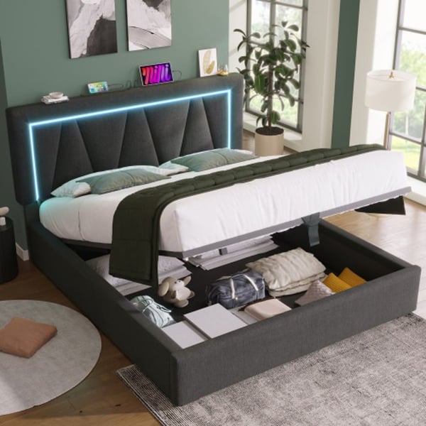 Lyst LED - MUVOE - 160x200 - Justerbar hovedgærde - USB Type C - Multifarvet LED-belysning