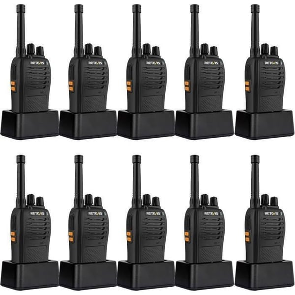 Retevis RB668 Walkie Talkie, PMR446 Walkie Talkie Nödsignal Lampa LED, USB-C, Uppladdningsbar för Lager, Skola (10 St)