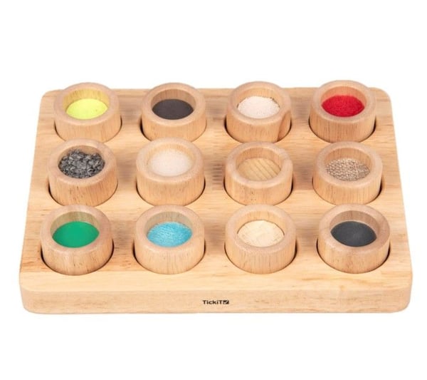 Utbildningsspel - TICKIT - Tactile Memo Touch & Match - 12 par av texturer - Från 3 år - Trä