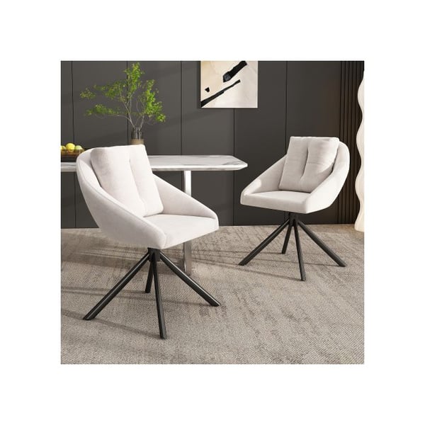 Spisestol - MUVOE - Drejestol - Beige velour - Metalramme - Ergonomisk åndbar