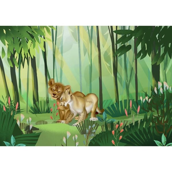 Fördjupa dig i Disneys Lion Kings värld! Upptäck non-woven tapeten Lejonkungen med Simba och NalaDenna pappersmodell