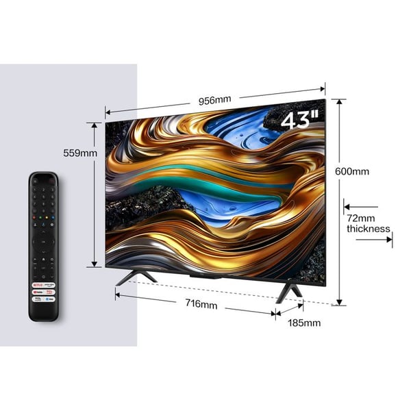 LED 108 cm - UHD 4K - 50 Hz - DLG 120Hz - Bred färgomfång - Dolby Vision & Atmos - Google TV - Ljud 2.0 - Svart aluminium