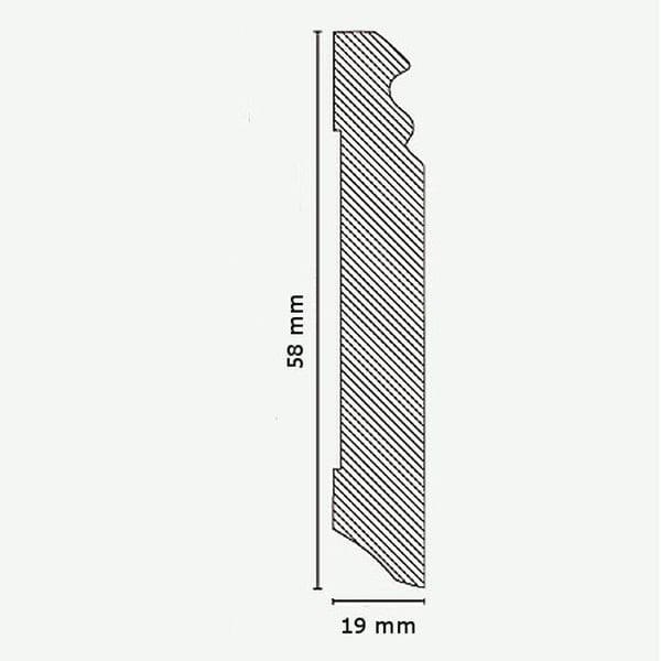 PROVISTON Sockel nr 199 MDF 19 x 58 x 2500 mm Vit att limma, skruva & spika Belagd MDF-kärna 62,5 meter | 25 stycken