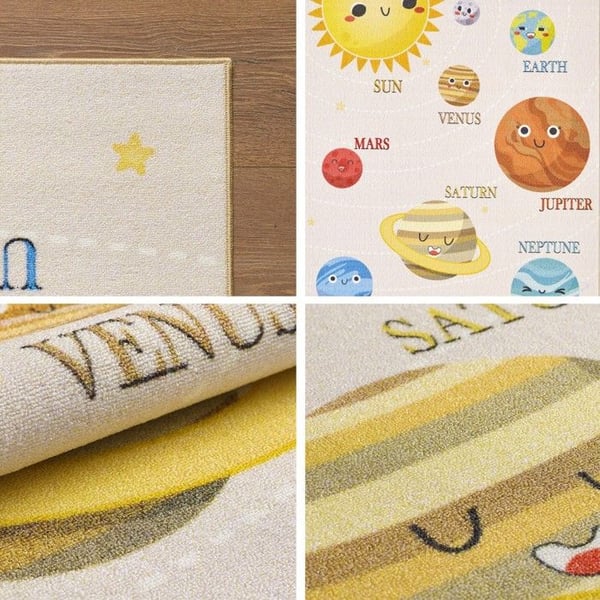 Barnmatta - AYYILDIZ - Design av solsystemet - Beige - 100 x 150 cm - Latexbakgrund