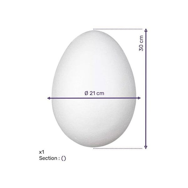 Polystyrenägg, 2 delar, 2 halvklot, höjd 30 cm