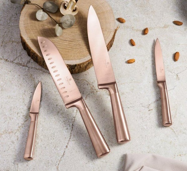 Knivar - BERLINGHAUS - Kollektion Taupe - 6 delar - Rostfritt stål - Akaciaträ