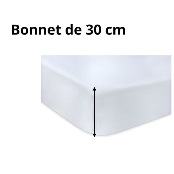 Drap housse percale av bomull - Stof - 140x200 cm - Stort gummiband 30 cm - Antracit - Modell Elysée - 100% bomull