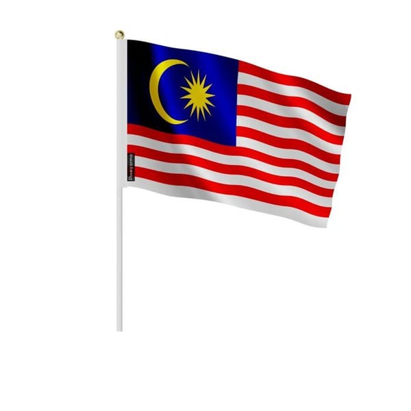 Mini-flagga – Malaysia – 14 x 21 cm – Att Hålla i Handen – Polyester - 100 stycken – Pixelforma