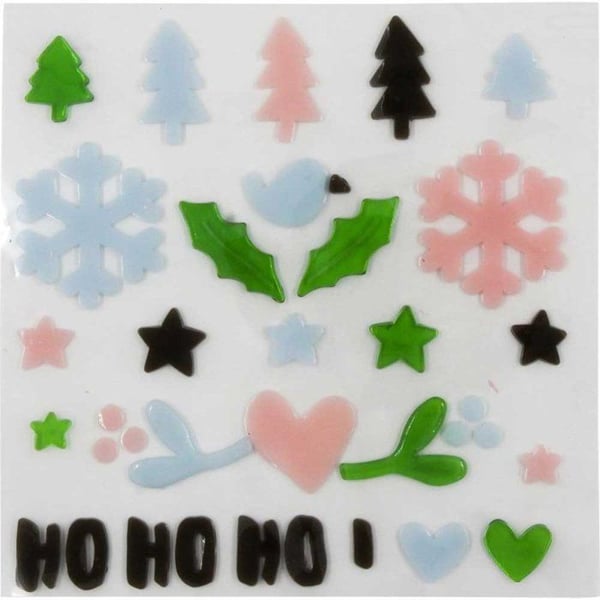 MégaCréa DIY - Fönsterdekoration Jul Gel vitrinstatik Snöflinga och gran 29 delar