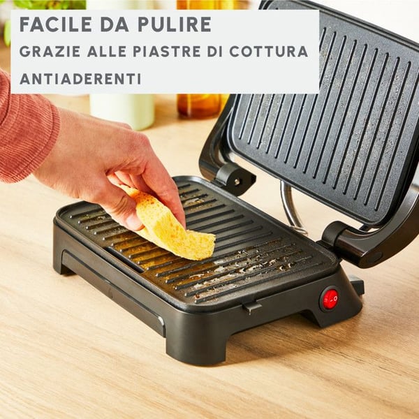 Elektrisk grill - Moulinex - GI270D - 2-i-1 - 1000W - Kompakt sort design