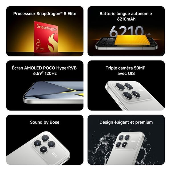 POCO F8 Pro Svart 12 GO + 512 GO - Snapdragon® 8 Elite av högsta kvalitet, AMOLED HyperRGB POCO 120 Hz 6,59"