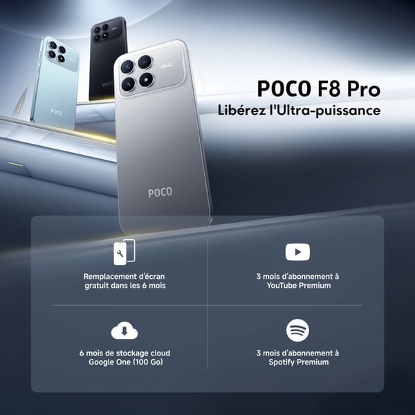 POCO F8 Pro Svart 12 GO + 512 GO - Snapdragon® 8 Elite av högsta kvalitet, AMOLED HyperRGB POCO 120 Hz 6,59"