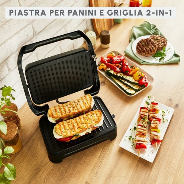 Elektrisk grill - Moulinex - GI270D - 2-i-1 - 1000W - Kompakt sort design