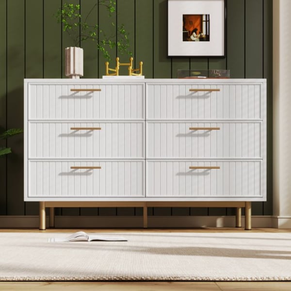Kommode - MUVOE - 6 skuffer - Hvid - Metal - Moderne og elegant design