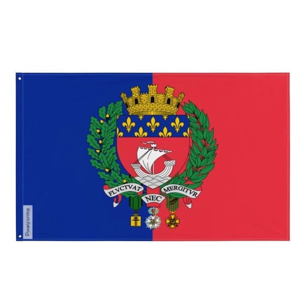 Flagga Paris – 90 x 150 cm – Hållbar Polyester – 2 Metallöglor – Inomhus / Utomhus – Pixelforma