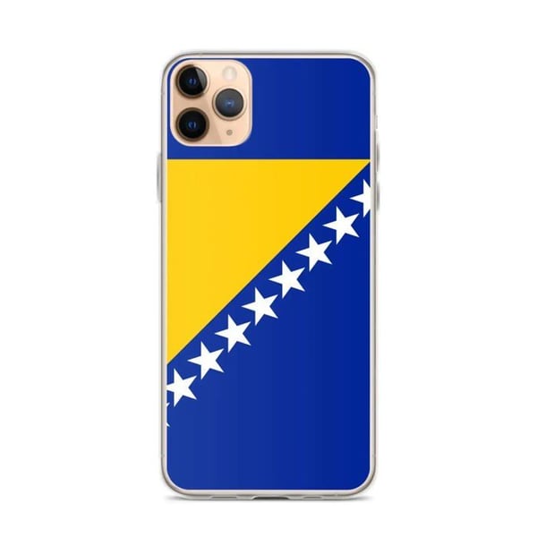 Mobilskal – Flagga för Bosnien-Hercegovina – Kompatibel med iPhone 11 Pro Max – Mjuk Skal – Slitstark och Stötresistent – Pixelforma