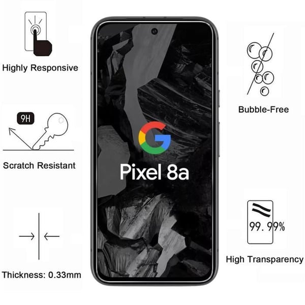 Härdat Glas - Phonillico - Google Pixel 8a - Pack av 4 - Represistent - Transparent
