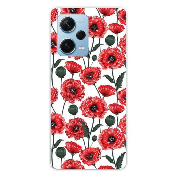 Silkonfodral med tryck kompatibel med Xiaomi Redmi Note 12 Pro Plus Pionblommor