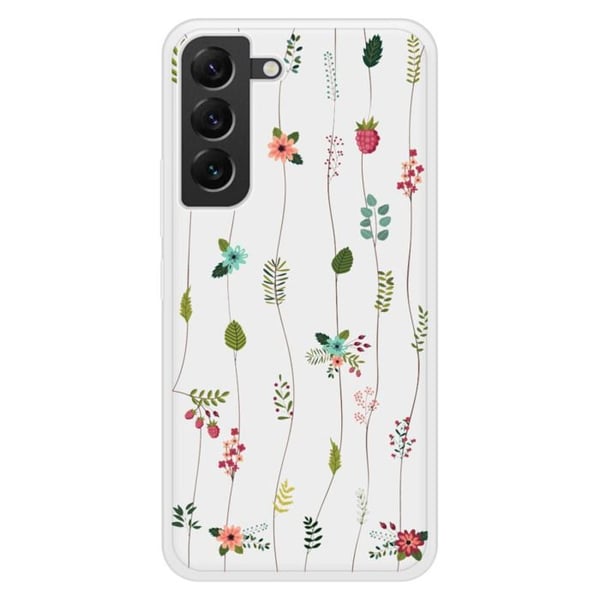 Coque i förstärkt silikon med blommönster, kompatibel med Samsung Galaxy S22 Plus