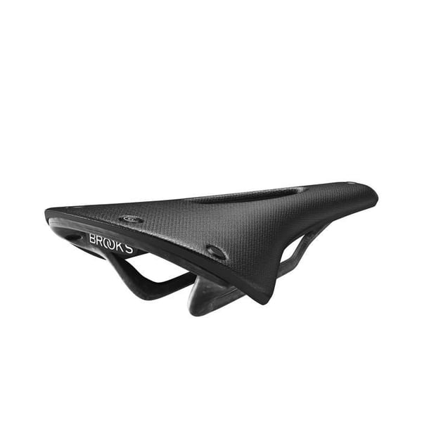 Cykelsadel - BROOKS ENGLAND - C13 Carved - 158 mm - Kontinuerlig kolfiberrail - Gummibeläggning