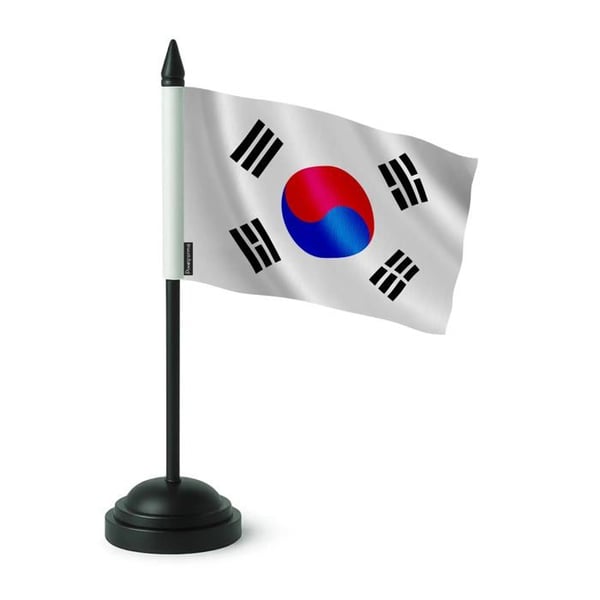 Sydkoreas Bordssflagga – 14 x 21 cm – Polyester – Svart Plastställ – Pixelforma