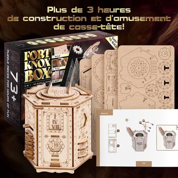 Model til at samle og undslippe boksspil Fort Knox Box Pro - For voksne - Refleksionsspil - Gåder