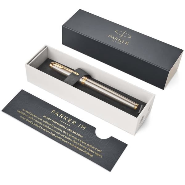 Fountain pen - PARKER - IM - Børstet metal - Medium spids - Gyldne attributter