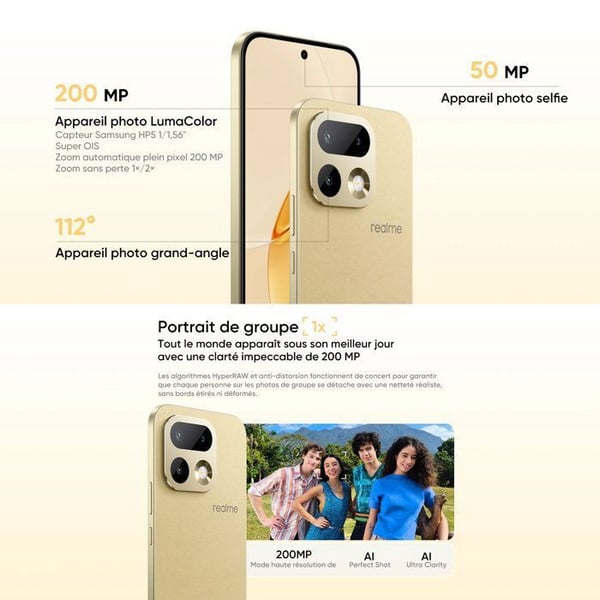 Älypuhelin Realme 16 Pro 5G 8Go+512Go Harmaa 200MP 6500mAh IP69 AMOLED 144Hz