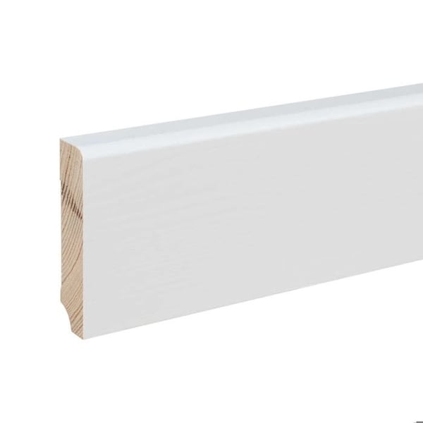 PROVISTON rundad sockel 19 x 80 x 2400 mm i vitmålat massivt trä