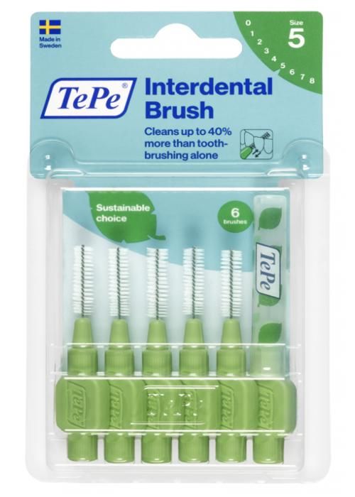 TePe Interdentalborstar 0,8 mm Avancerad Rengöring - Förpackning med 6, Svensk Effektivitet