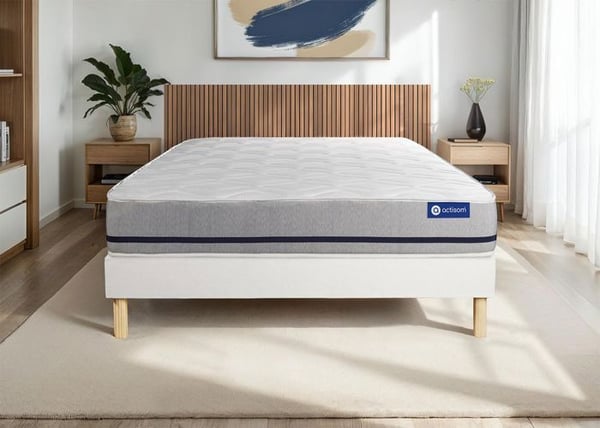 Madrass- och boxspringset 140x210 cm - Actiflex Soft - Vitt boxspringkit