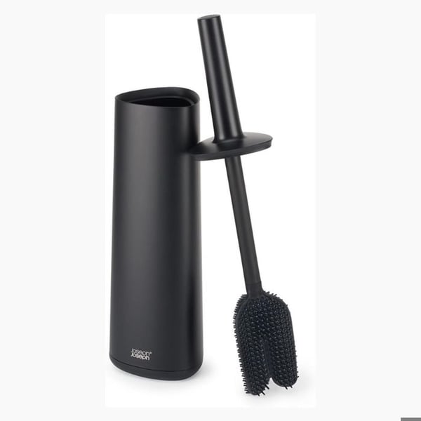 Joseph Joseph - Flex 360 toalettborste med droppskydd, matt svart (70597)