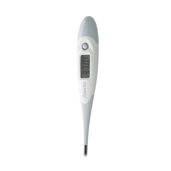 Digital termometer med flexibel spets, minne och feberlarm Alecto Vit / Blå