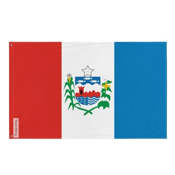 Alagoas flagga – 64 x 96 cm – Tåligt polyester – 2 metallöglor – Inomhus / Utomhus – Pixelforma