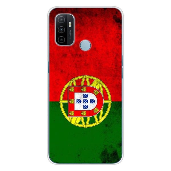 1001Coques - Silikonfodral kompatibelt med Oppo A53S - Mönster med Portugals flagga - Originaldesign tryckt i Frankrike