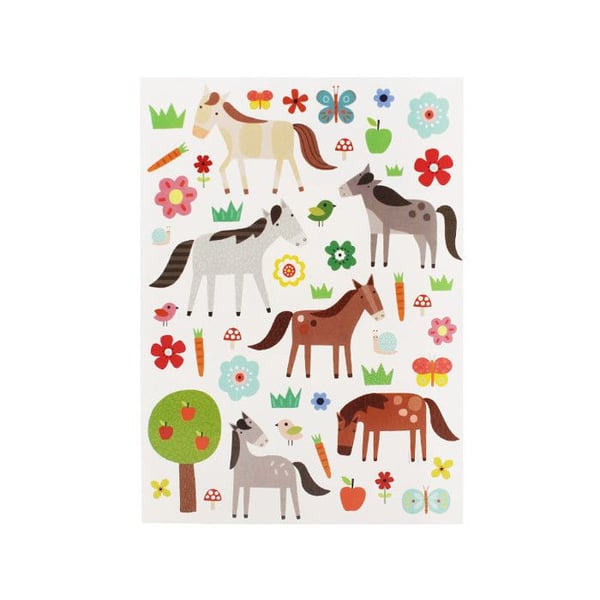 Klistermärken - Häst - Hästar - Djur - Blommor - Fjäril - 96 stycken