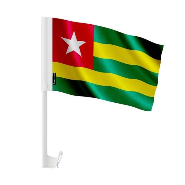 Flagga Bil Togo – 14 x 21 cm – Polyester Tyger – Fäste på Fönster – 20 stycken – Pixelforma