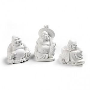 Statuetter Buddha - Powertex - 3 delar - Gips - 4 cm - Inredning