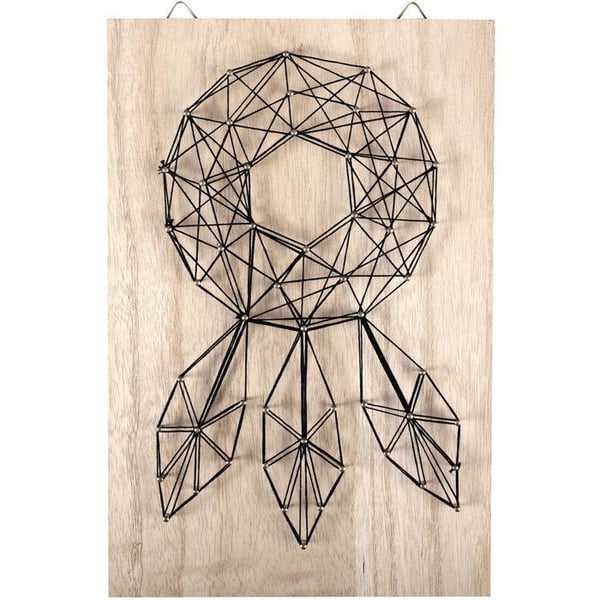 "Tablå String Art - Graine Creative - Fångare av drömmar - 20 x 30 cm - Massivt trä - Väggdekoration"