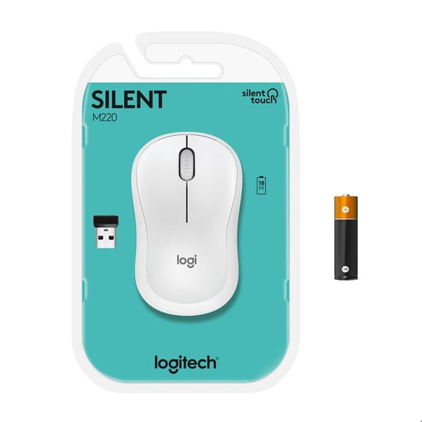 Trådlös Bluetooth-mus - Logitech - M220 - Tyst - Optisk - Vit