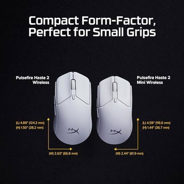 HYPERX Pulsefire Haste 2 Mini trådlös datormus - HyperX 26K-sensor - Lågfriktionsskridskor