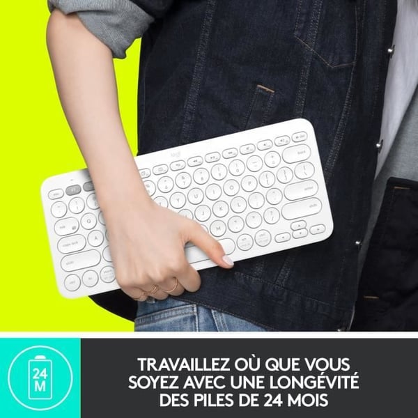 LOGITECH - Tangentbord K380 - Bluetooth-tangentbord för flera enheter - AZERTY - Svart