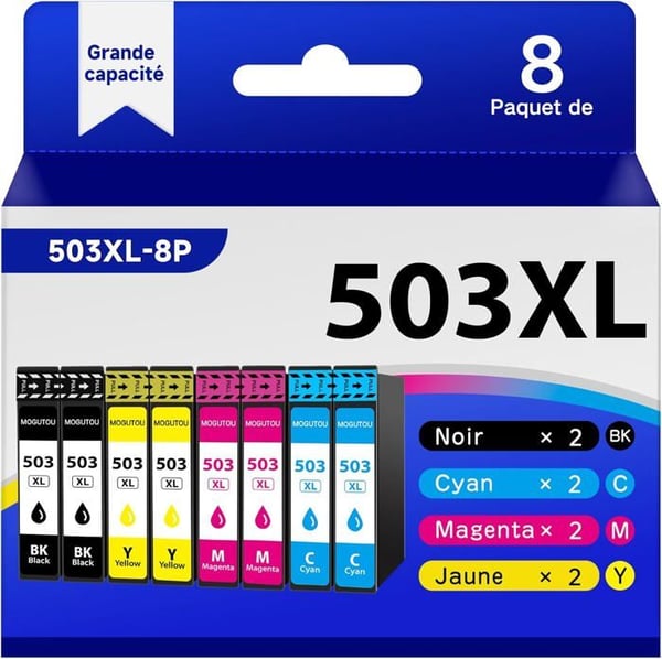503XL 503 XL Paket med 8 bläckpatroner för Epson 503 XL i flera färger, kompatibla med Epson XP-5200 XP-5205 Workforce WF-2960