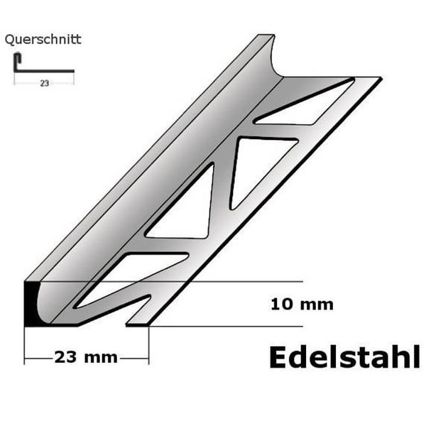 Profil för slutbehandling av kakel, separationsräls för kakelfinish H 2 - 30 mm l 23 mm i rostfritt stål - 10 mm