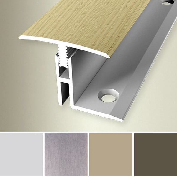 Tröskelbar för Parkett L 1000 mm l 31.5 mm Höjd H 17 - 22 mm i Aluminium Stålutseende
