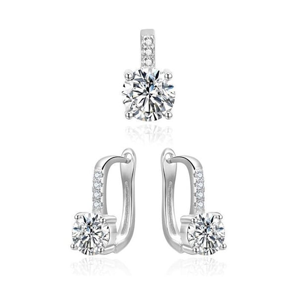 Elegant set med kubisk zirkon AGSET359 (hänge, örhängen)